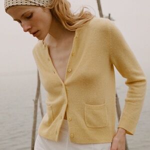 GUC Doen Freya Cashmere Cardigan in Yellow Size Small